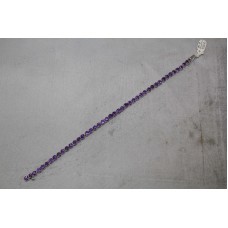 Fashion 925 Sterling Silver Real Purple Amethyst Gemstone Bracelet Size 7.5"